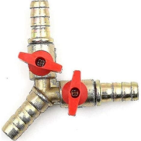 Vanne à bille en laiton, 3 voies, vanne en Y, raccord de tuyauterie cannelé, adaptateur pour robinet, eau, gaz, huile (1/5)