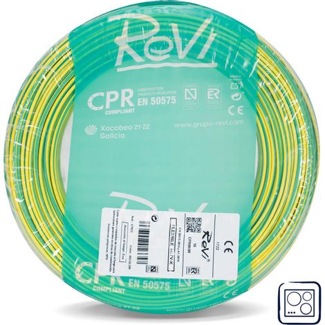 Câble électrique vert/jaune 4 mm² 50 m Fil PVC Câble pour appareils électroménagers (1/5)