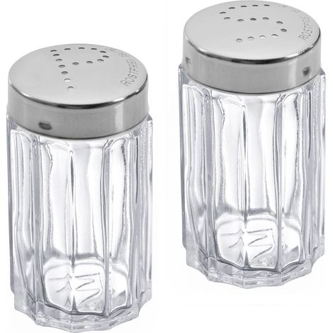 Westmark Set di sale e pepe, contenuto: 1 saliera e pepe, capacità: 50 ml, in vetro/acciaio inox, tradizionale, trasparente/argento, 63112270 (1/4)