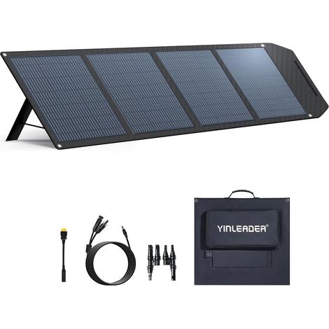 Panneau Solaire Pliable 200W pour Camping-Car Powerstation Charge rapide, cellules 22,5% haute efficacité, léger et pliable pour l'outdoor, câbles MC4 vers DC5521/XT60 inclus (1/5)