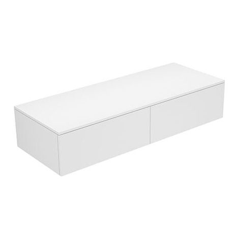Credenza EDITION 400 2 cassetti frontali 1400 x 289 x 450 mm bianco, vetro trasparente petrolio KEUCO (1/2)
