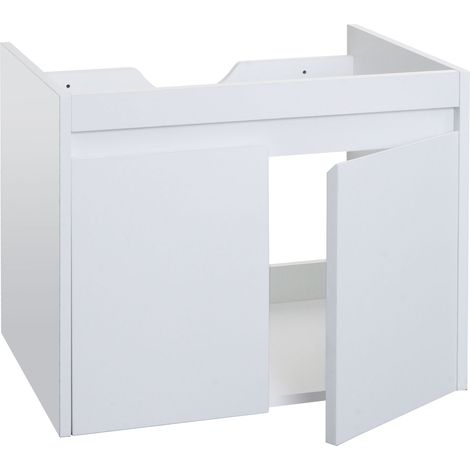 Meuble sous-lavabo HWC-L86 - meuble sous-lavabo salle de bain - MVG 2 portes 48x59x46cm - blanc (1/5)