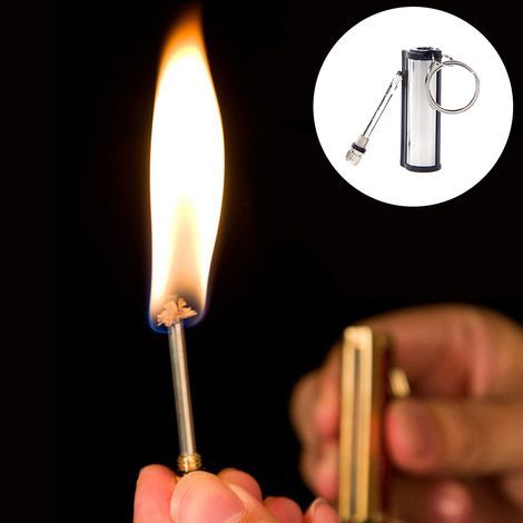 Allume-Feu de Survie Portable en 2 Pièces, Silex et Briquet pour Camping Randonnée Urgence (1/5)