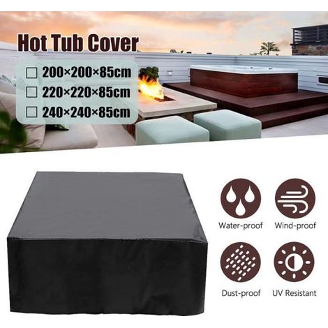 NEÜFU Jacuzzi SPA Extérieur Baignoire Couverture Housse Bache antipoussière 200x200x85cm (1/4)