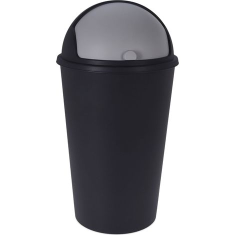 XL Abfalleimer mit Schiebedeckel - 25 L / schwarz - Runder Mülleimer mit Kuppel Deckel recycelbar