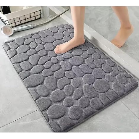 Tapis de bain, antidérapant, en mousse à mémoire de forme, très absorbant, lavable en machine, 40x60 cm (gris).