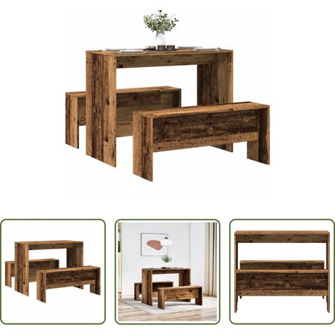 Bancs -  Ensemble table à manger et bancs 3 pcs bois d'ingénierie (1/5)