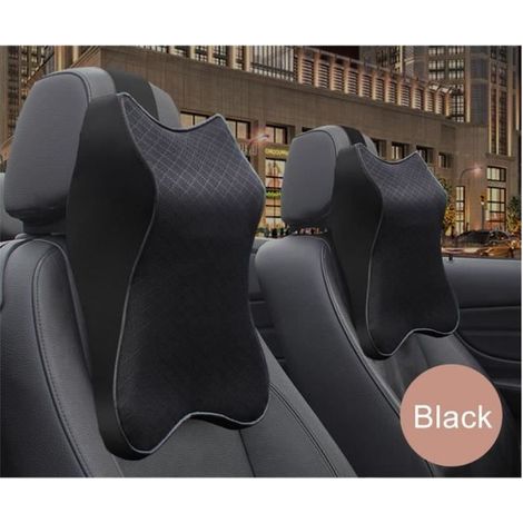 Coussin appui-tête voiture ergonomique 36×30 cm - Mousse à mémoire, housse amovible noir (1/4)