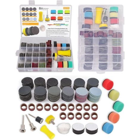 268 disques et tambours de ponçage sec/humide de 1 pouce pour embouts de ponçage Dremel, papier de verre auto-agrippant, grain 60-10 000 (1/4)