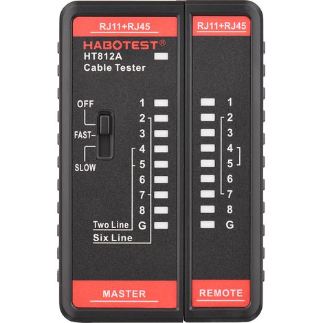 Testeur de câbles réseau HABOTEST HT812A : détecteur de lignes téléphoniques et réseau, testeur multifonctionnel RJ11/RJ45, reconnaissance de câbles 2P/4P/6P/8P pour la maintenance des réseaux. (1/4)