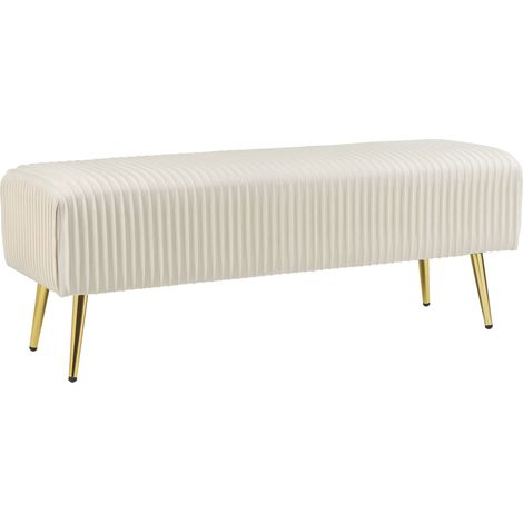 Banquette d'Intérieur Glamour Pieds en Métal Dorés en Velours Crème Paterson (1/5)