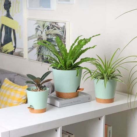 Pot À Arrosage Automatique - Plastique - Pour Balcon Jardin Intérieur - 20 cm - 3 Pièces (1/4)
