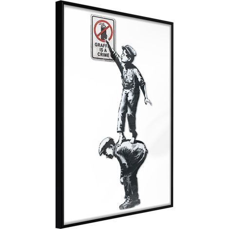 Affiche Murale Encadrée "Banksy Graffiti Is a Crime" 40 x 60 cm Noir
