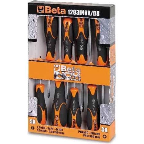 BETA Lot de 8 tournevis - 1293INOX/D8 - 012930408