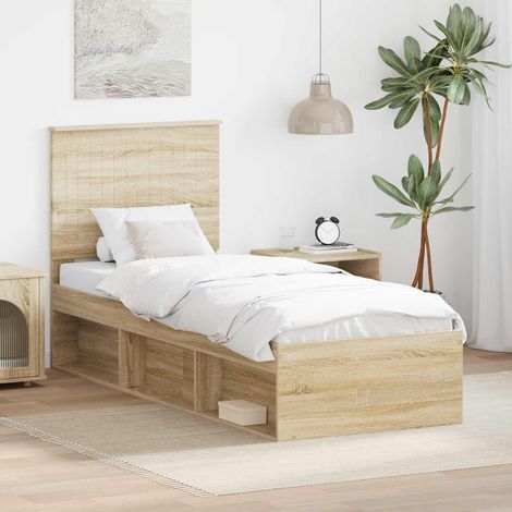 Cadre de lit Chêne Sonoma 75 x 190 cm Bois de pin massif (1/5)