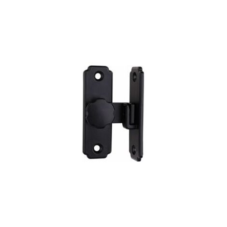 Pestillo para puerta de granero, anillo de bloqueo de 90 grados, pestillo deslizante, apto para puertas y ventanas de jaulas de granero (negro, dimensiones: 81,5 x 45 mm) - Crezuo