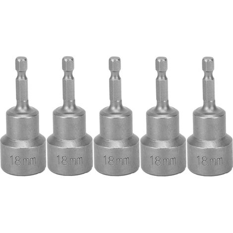 5 Pièces Embout Hexagonal Magnétique 18mm Acier Galvanisé pour Tournevis Électrique (1/5)