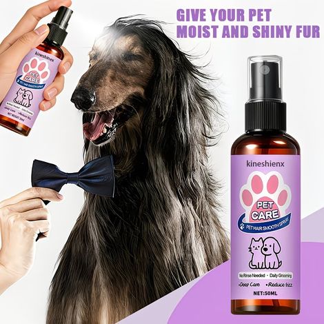KineShineX Duftendes Fellglättungsspray für Katzen und Hunde: Antistatisch, entwirrend, feuchtigkeitsspendend und Fellschutz. (1/5)