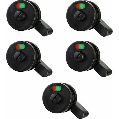 Cerradura de puerta con indicador de privacidad ZVD para baño, baño público, 5 unidades, color negro (1/4)