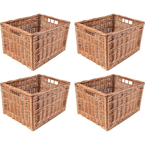 Set of 4 Natural Wicker Storage Baskets - 40 x 30 x 24 cm
