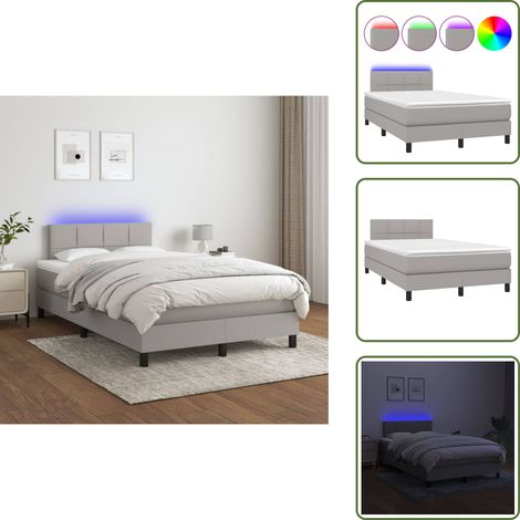 Sommier à lattes de lit matelas LED Gris clair 120x200 cm Tissu - Sommier Tapissier - Lit Plateforme - Lit Avec Rangement - Lit Design - Lit Moderne (1/5)