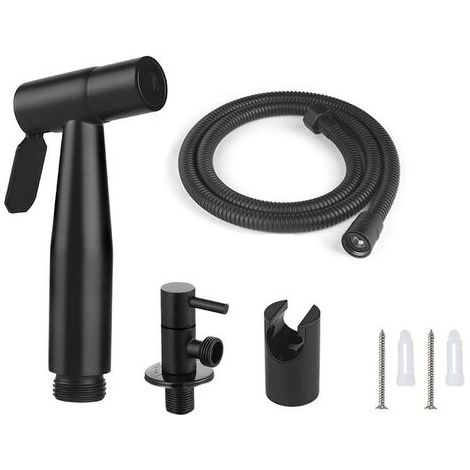 Pommeau de douche avec fonction bidet, accessoires inclus, noir (1/5)