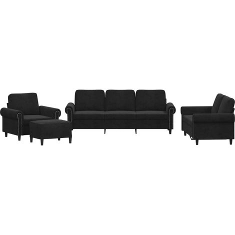 vidaXL Set di Divani 4 pz con Cuscini Nero in Velluto