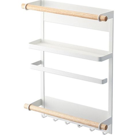 Étagère de réfrigérateur créative avec aimants - étagère murale - guirlande lumineuse - guirlande lumineuse extérieure - Étagère de réfrigérateur sans perforation - Aimants créatifs - Blanc (1/5)