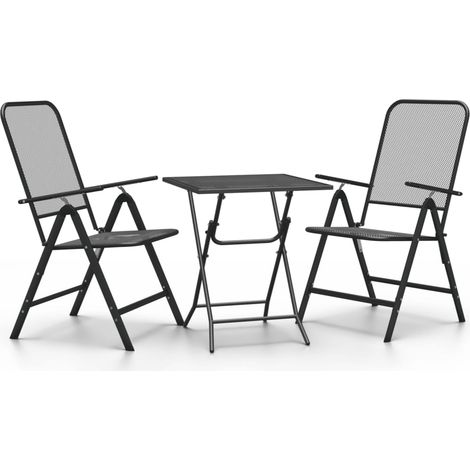 Maison Exclusive - 3-tlg. Garten-Essgruppe Streckmetall Anthrazit