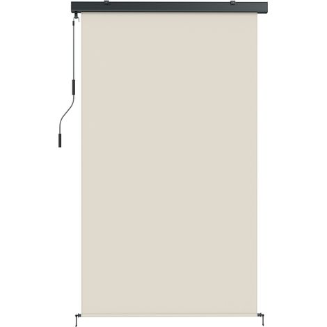 Store enrouleur en polyester anti-UV avec cassette et manivelle en aluminium, 250 x 160 cm, blanc crème (1/5)