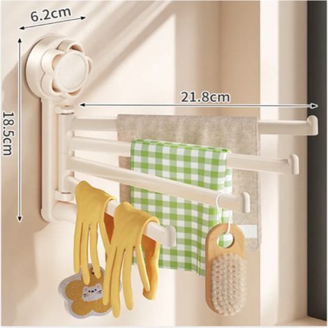 Beyamis Porte-serviettes rotatif multi-barres beige pour cuisine et salle de bain