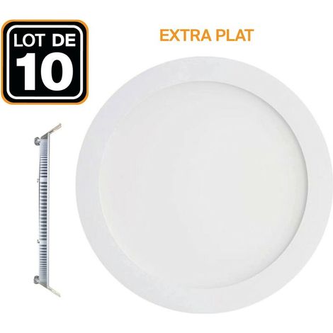 10 spots LED encastrés, 20 W, ronds, ultra-minces, lumière blanche neutre 4500 K. (1/5)
