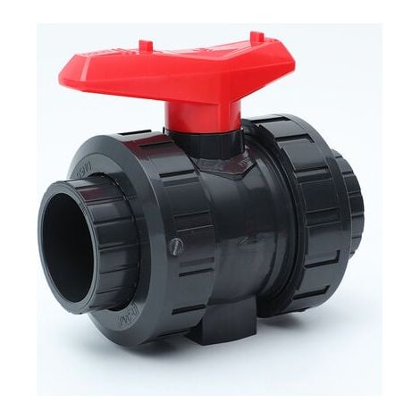 Válvula de bola de PVC I 50 mm I 1 1/2 para manguitos y accesorios para pegar I Válvula de cierre I Conector de tubería de PVC I Válvula de bola para la construcción de piscinas y estanques (1/4)