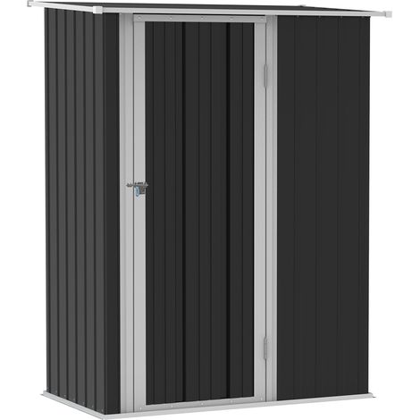 Abri de jardin/remise à outils avec porte, extérieur, acier, gris foncé, 142 x 84 x 189 cm (1/5)