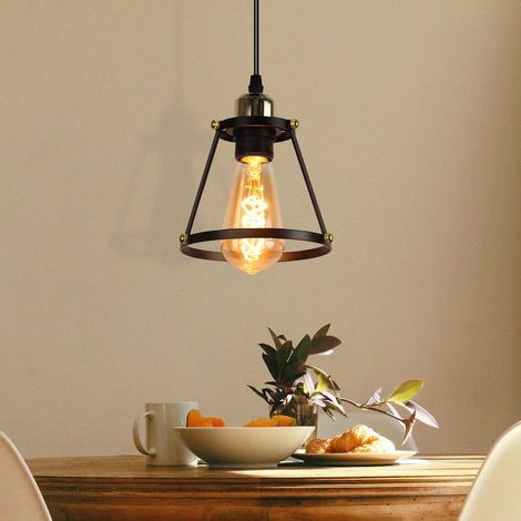 ZMH Lampe à suspension vintage noire industrielle en métal à une flamme réglable en hauteur (120 cm) Idéale pour salle à manger cuisine salon ou restaurant (1/5)
