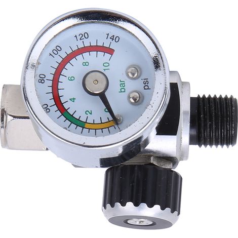 Régulateur de pression d'air 0-10 bar / 0-140 psi, vanne en alliage d'aluminium, raccord d'entrée/sortie 1/4 po BSPP, couleur argent (1/5)