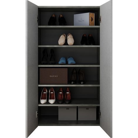 Armadio Multiuso 2 Ante Floro, 5 Ripiani, Apertura Manuale Made in Italy, 2 Ante, 63x114h cm Grigio Cemento