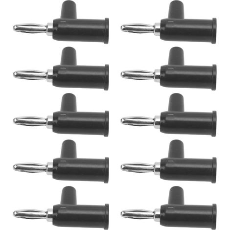 Lot de 10 fiches bananes empilables 4 mm (0,2 pouce) en laiton standard sans soudure, pour accessoires de sécurité, noir. (1/5)