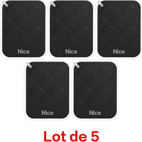 Lot de 5 Télécommande Nice Era ON4E ON4 – Émetteur Portail et Porte de Garage – 4 Canaux, Fréquence 433,92 MHz, Noir/Blanc – Compatible Motorisation Nice (1/5)