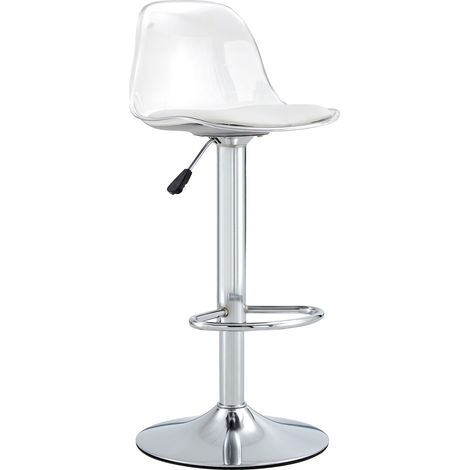 Set 2 sgabelli da bar regolabili con schienale trasparente e base argento (1/5)