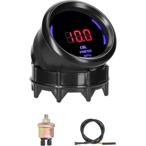 Manomètre de pression d'huile 52 mm, compteur numérique de voiture, affichage LED 0-10 kPa avec fonction d'alarme de capteur pour voiture, camion, moto (1/5)