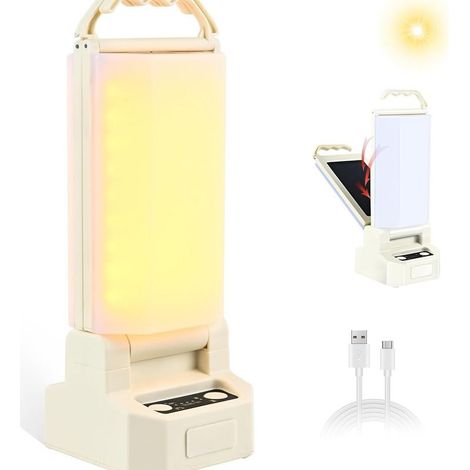 GDHZS- Lampe Solaire Rechargeable USB, Lanterne LED Portable avec Batterie 4500mAh,Étanche IP65 pour Intérieur et Extérieur (Camping, Randonnée, Pêche) (1/5)