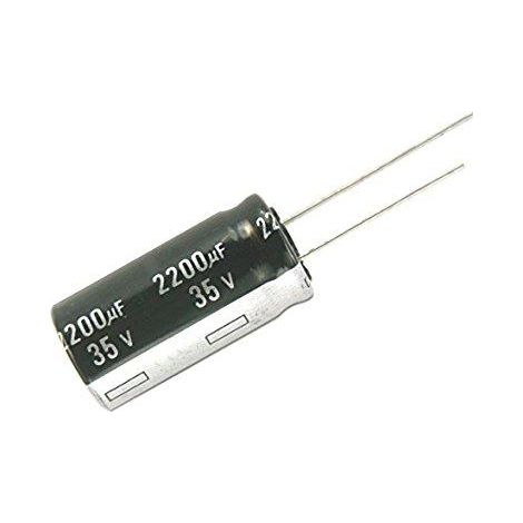 Condensatore elettrolitico 2200uf 35vdc 105Âºc Dimensioni 16x25mm Radiale 2200mf35v105