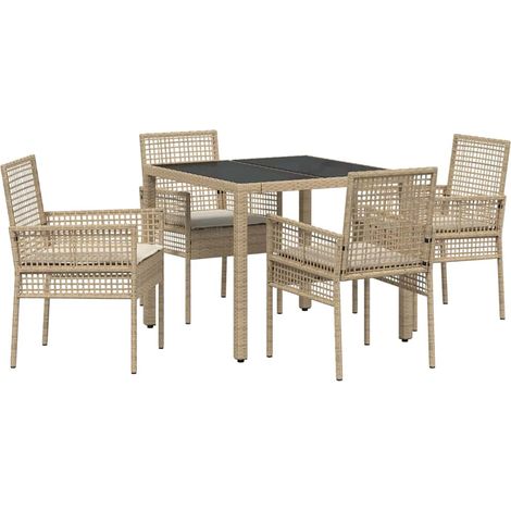 Ensemble de salle à manger pour jardin 5 pcs,Salon de jardin Beige Poly rotin CFW75796 (1/5)