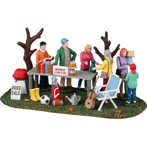 Decorazione "Vendita di cortile di quartiere" per Villaggio di Natale e presepe, in Resina da h 10 cm (1/4)