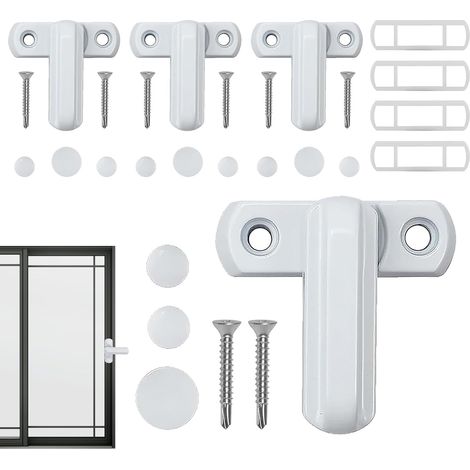 Verrou de Sécurité pour Fenêtre Quatre Verrous Coulissants pour Portes Anti-Vol Robuste en d'Aluminium pour Sécurité Fenêtre à Battants Porte Maison (1/5)