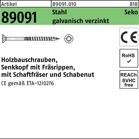 Vis à bois R 89091 SEKO ISR 10x120-T40 acier galv. 50p.