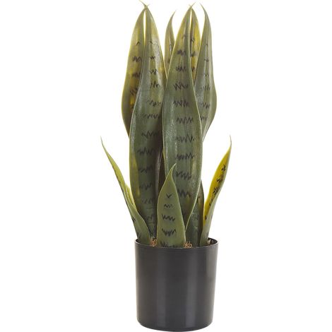 Plante Artificielle en Pot pour l'Intérieur 40 cm Vert avec Pot Noir Snake Plant (1/5)