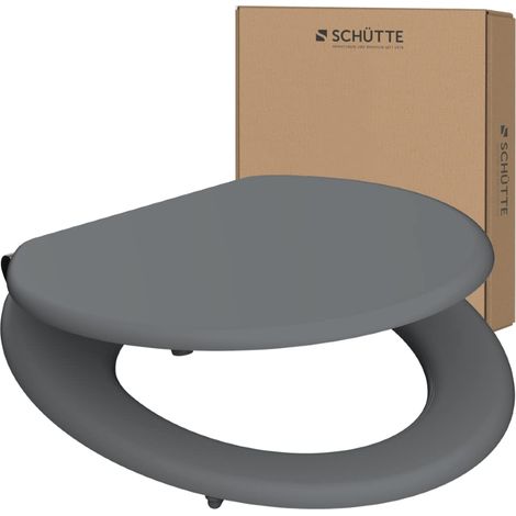 Schütte 80102-A Spirit - Meccanismo di abbassamento automatico in legno, coperchio con anima in legno (carico massimo del sedile WC 150 kg), grigio, grigio (1/5)