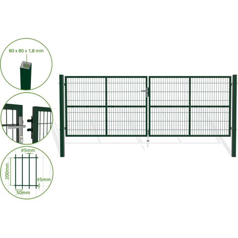 Puerta abatible de malla verde RAZO 4m Alt.140cm